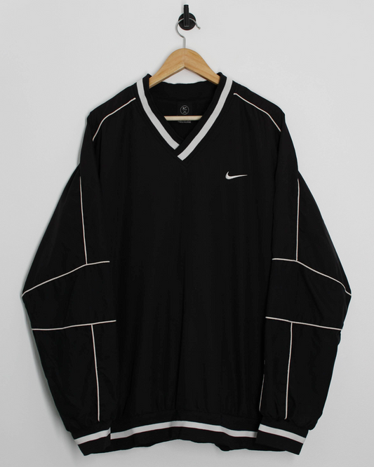 00s Nike Black/White Windbreaker Pullover (XL)