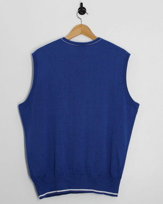 00s Mizuno Blue Argyle Patterned Cotton Golf Vest (L)