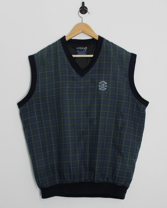 90s Sunderland Of Scotland Kilspindie Plaid Tartan Golf Vest (L)