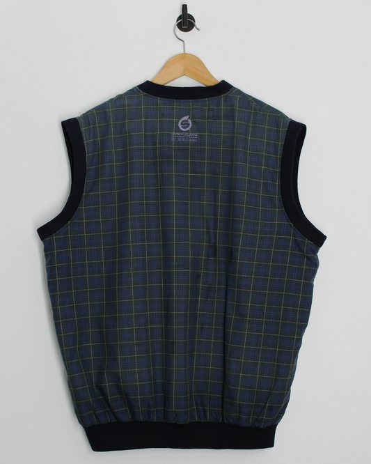 90s Sunderland Of Scotland Kilspindie Plaid Tartan Golf Vest (L)