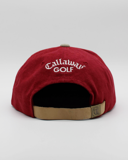 90s Callaway ‘C’ Logo Red & Beige Suede Golf Cap