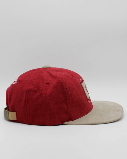 90s Callaway ‘C’ Logo Red & Beige Suede Golf Cap