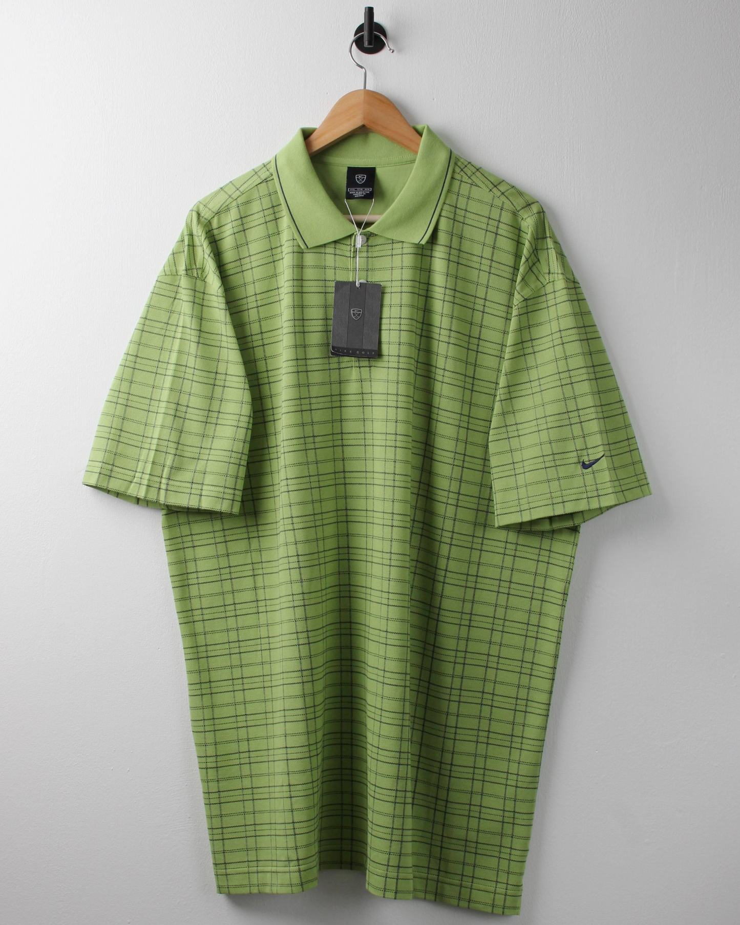 00s Nike Green Chequered Polo with Tags (XXL)