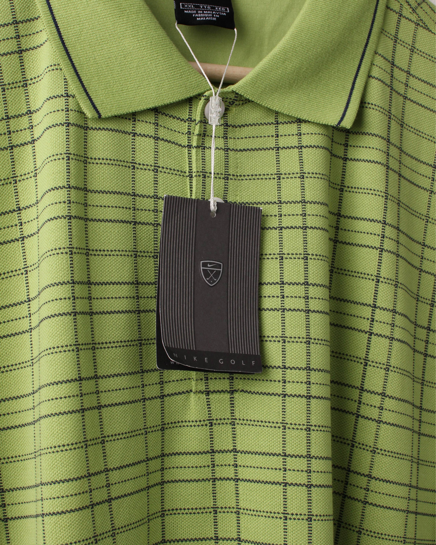 00s Nike Green Chequered Polo with Tags (XXL)