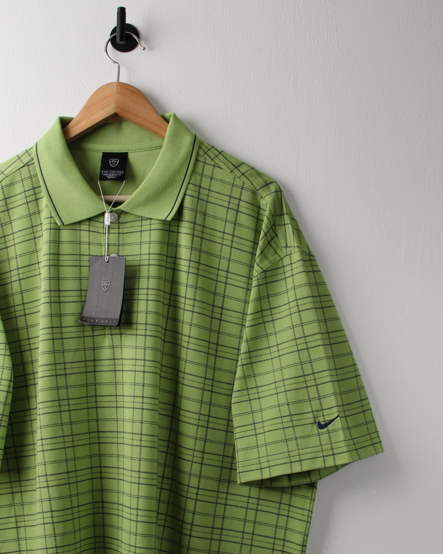 00s Nike Green Chequered Polo with Tags (XXL)