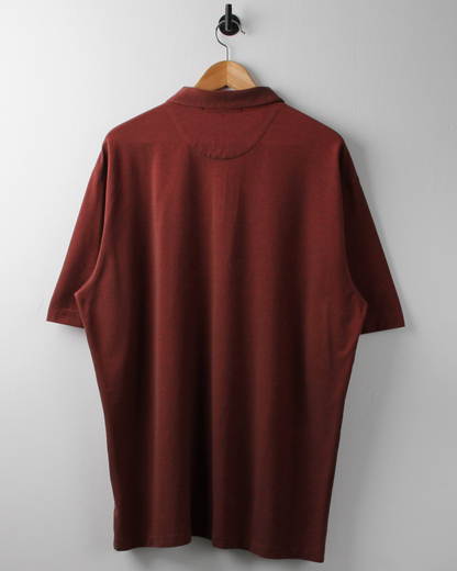 00s Nike Tiger Woods Red Textured Zipped Polo (XL)