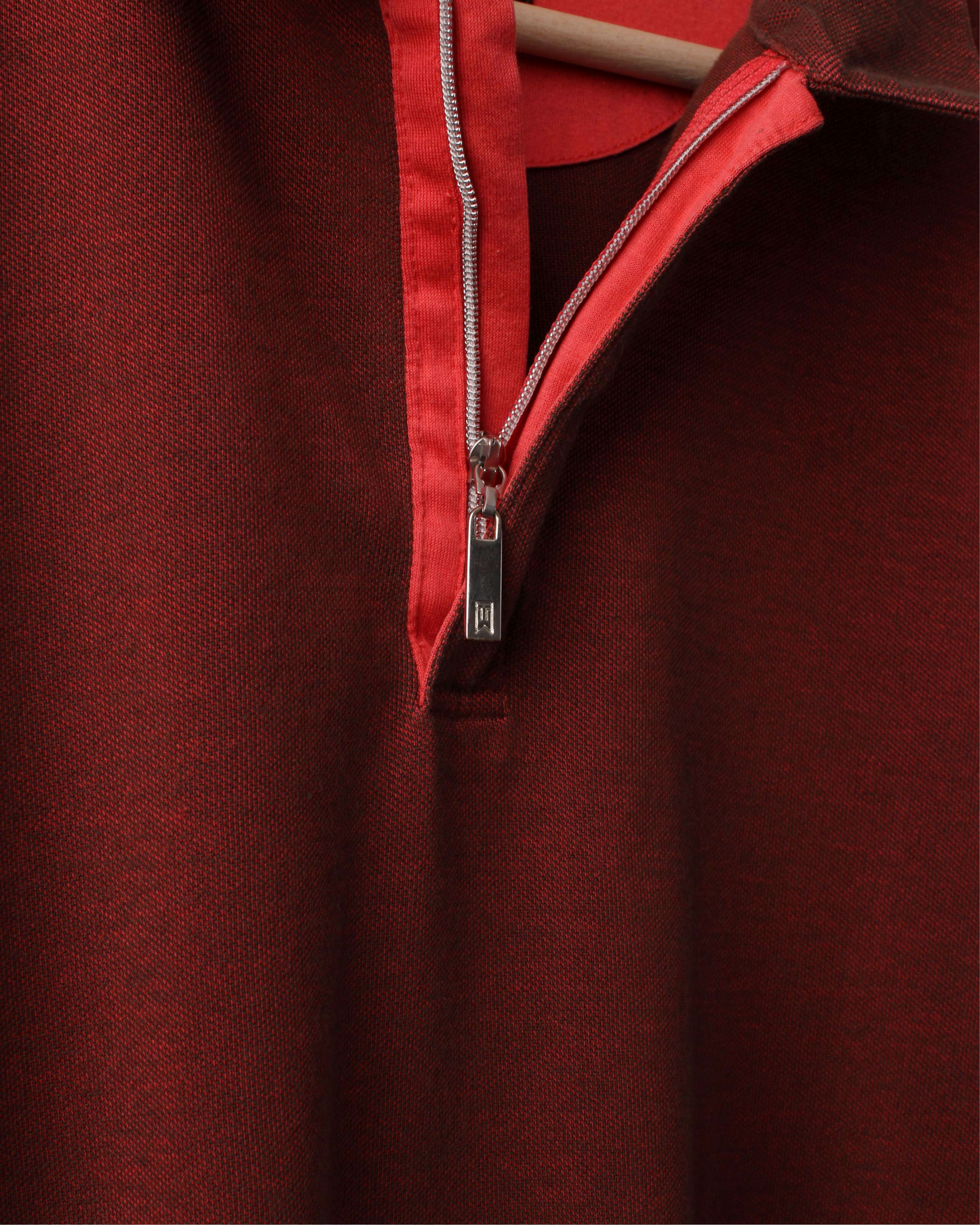 00s Nike Tiger Woods Red Textured Zipped Polo (XL)