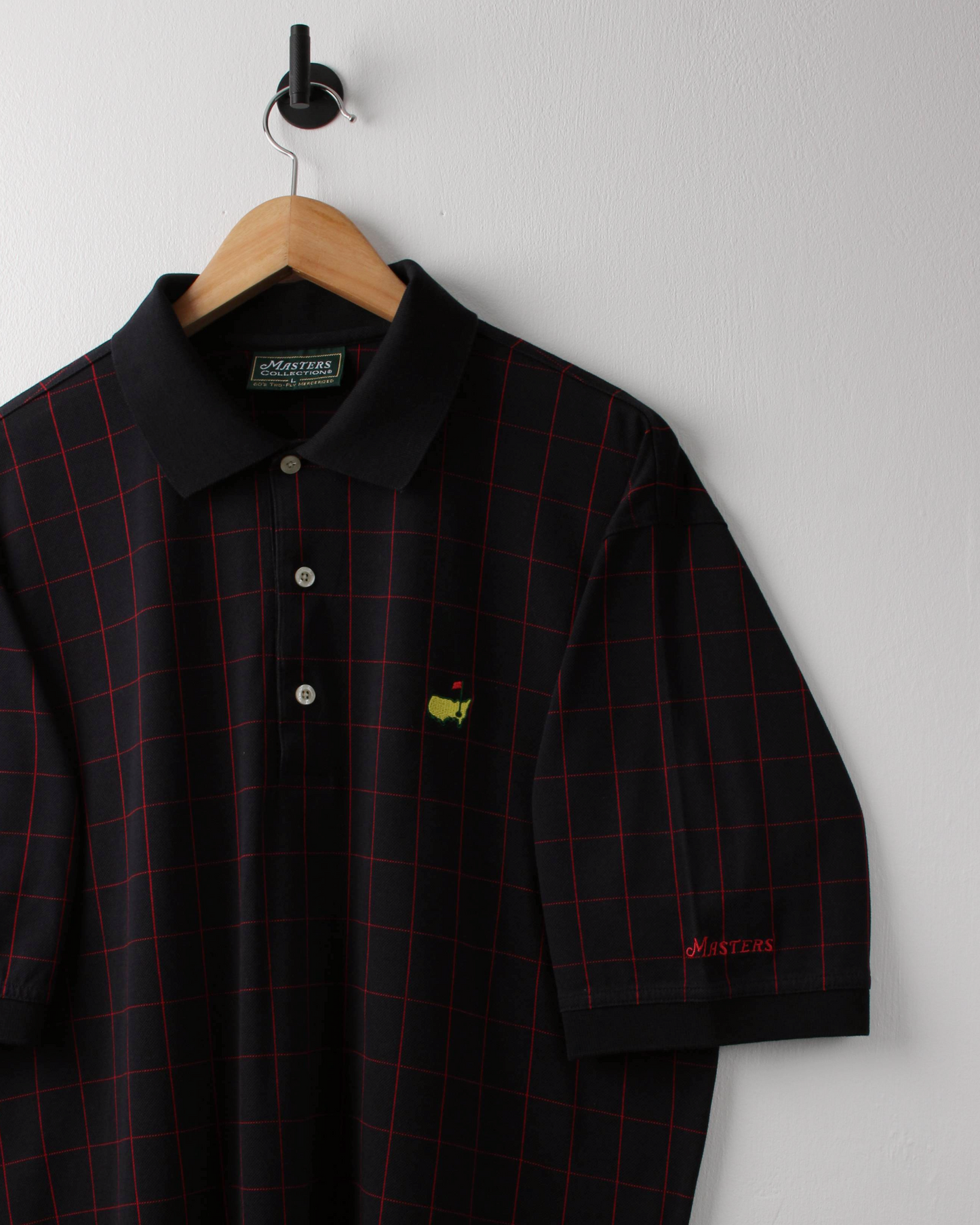 90s Masters Black & Red Chequered Polo (L)