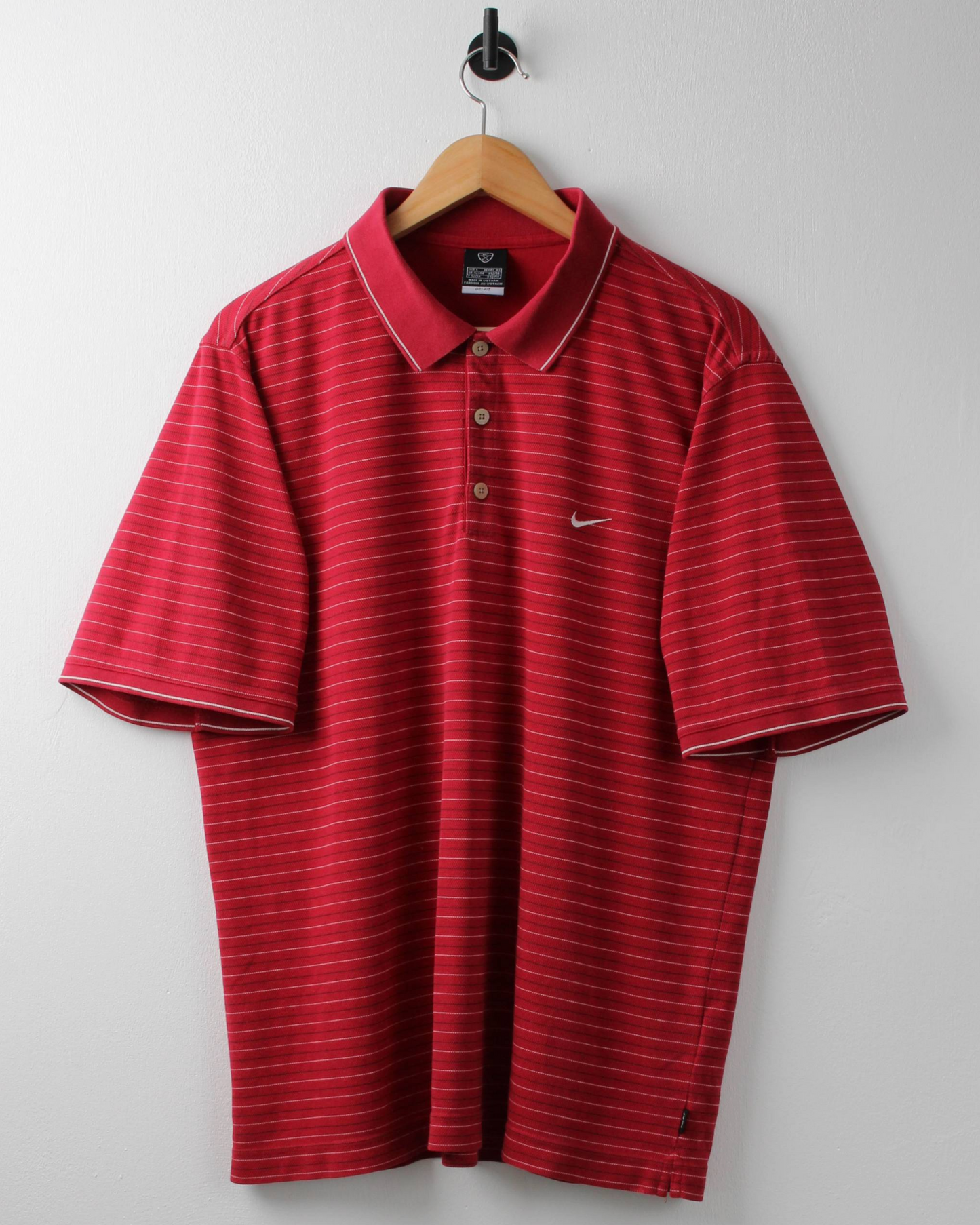 00s Nike Red & White Striped Polo (L)