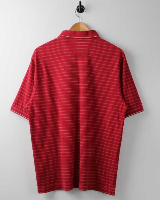 00s Nike Red & White Striped Polo (L)