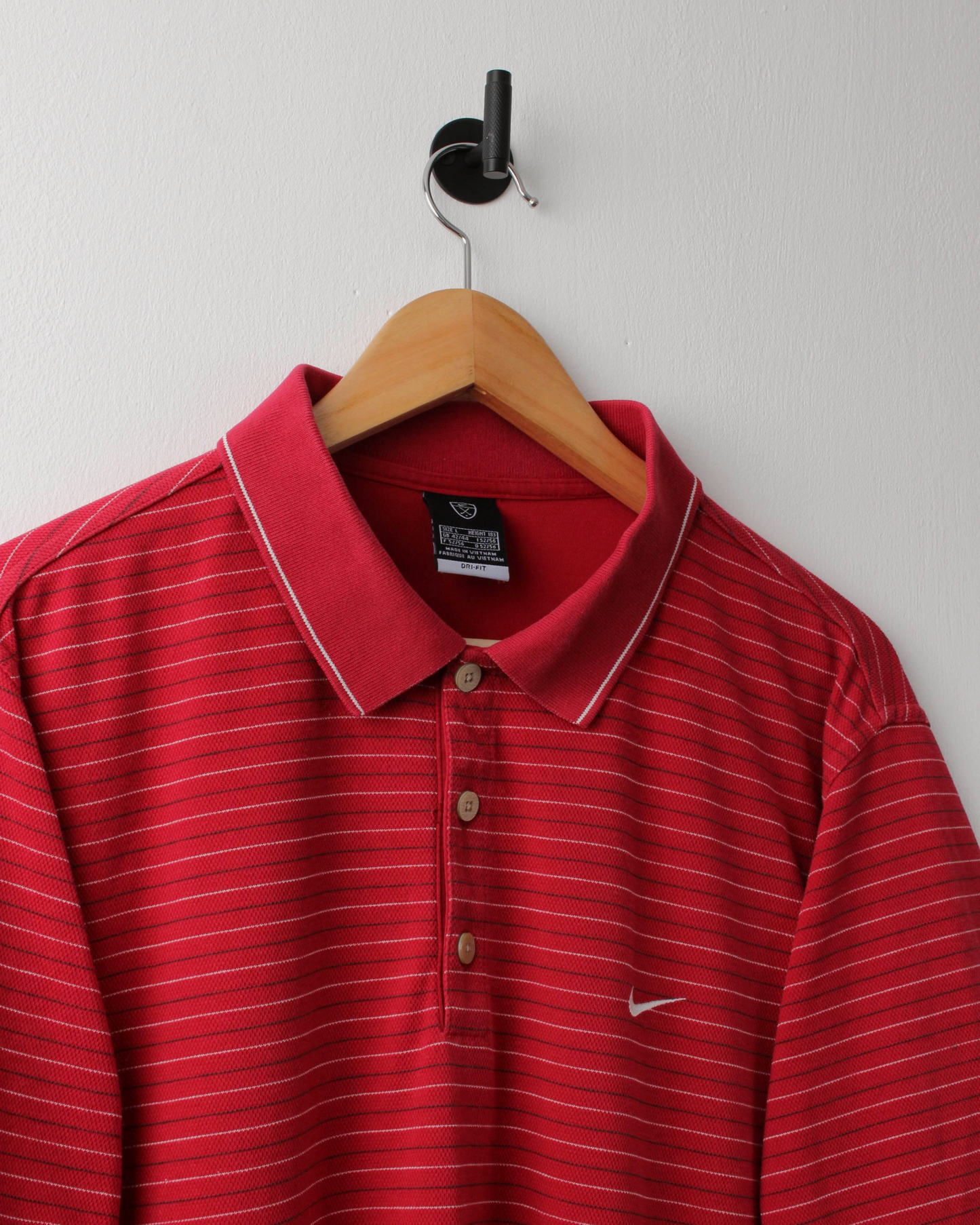 00s Nike Red & White Striped Polo (L)