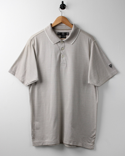 00s Nike Shield Logo Cream Geometric Pattern Polo (S)