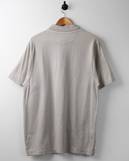 00s Nike Shield Logo Cream Geometric Pattern Polo (S)