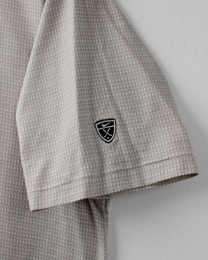 00s Nike Shield Logo Cream Geometric Pattern Polo (S)