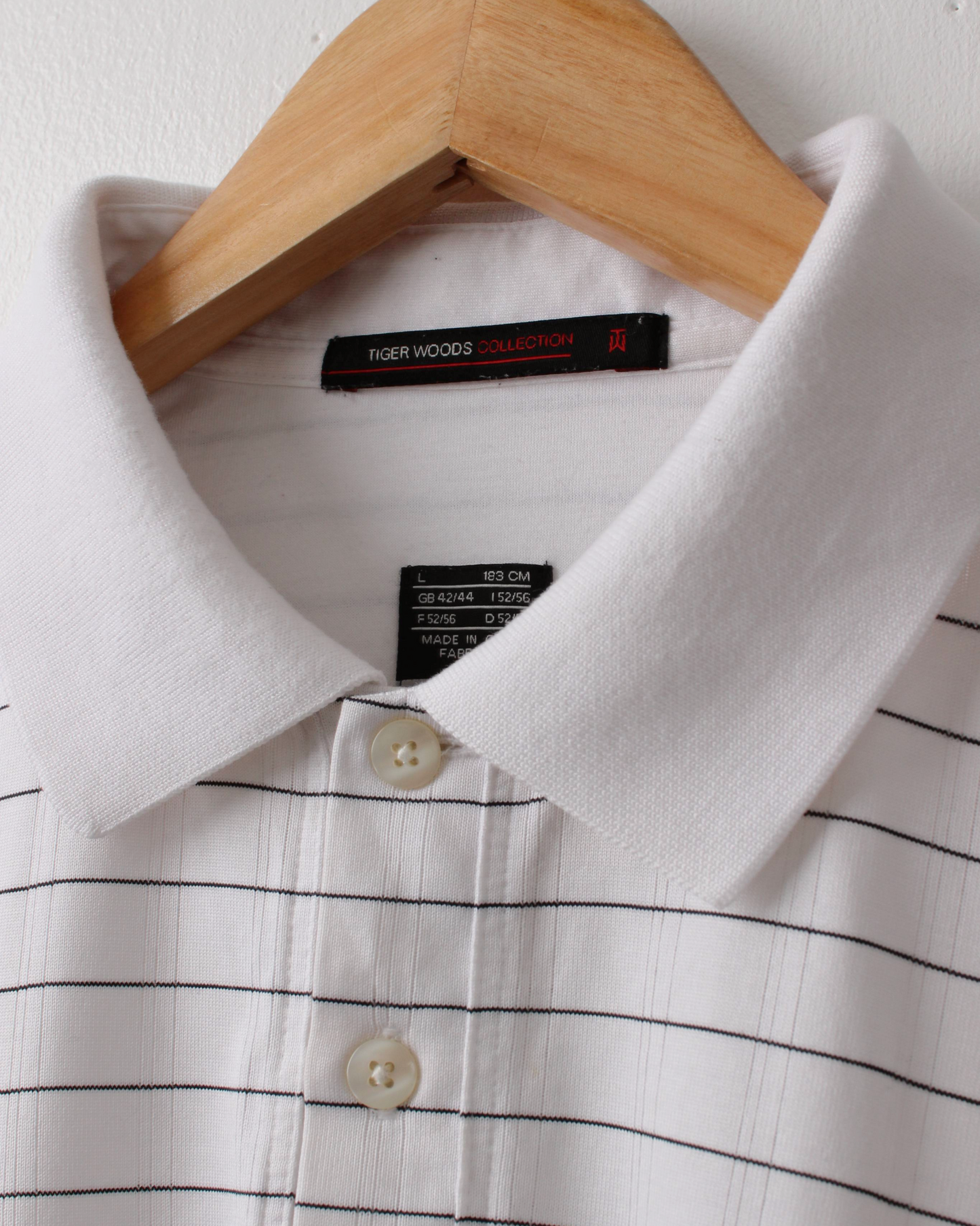 00s Nike Tiger Woods White & Black Chequered Polo (L)