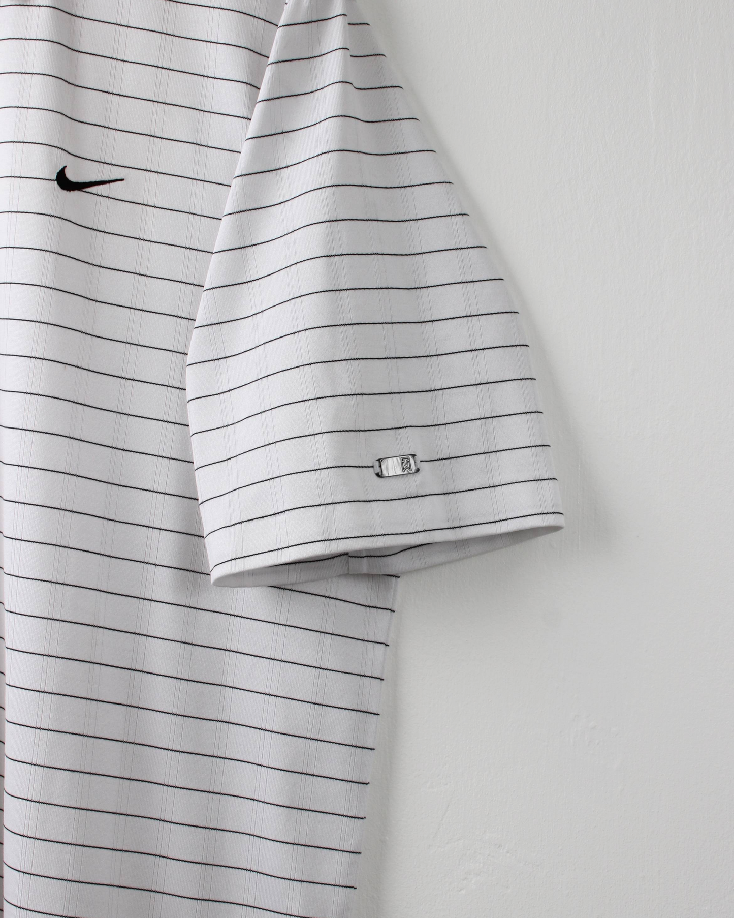 00s Nike Tiger Woods White & Black Chequered Polo (L)