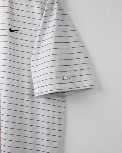 00s Nike Tiger Woods White & Black Chequered Polo (L)