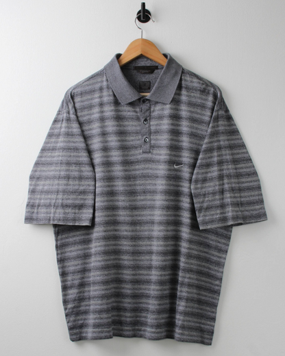 00s Nike Tiger Woods Grey Striped Polo (XL)