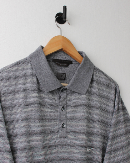 00s Nike Tiger Woods Grey Striped Polo (XL)