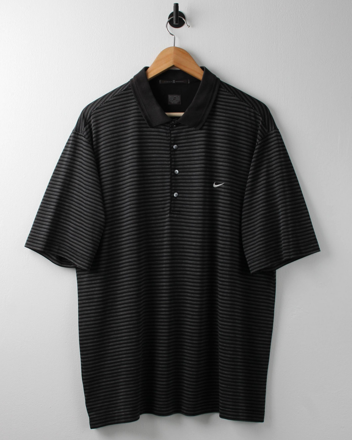 00s Nike Tiger Woods Black & White Striped Polo (L)