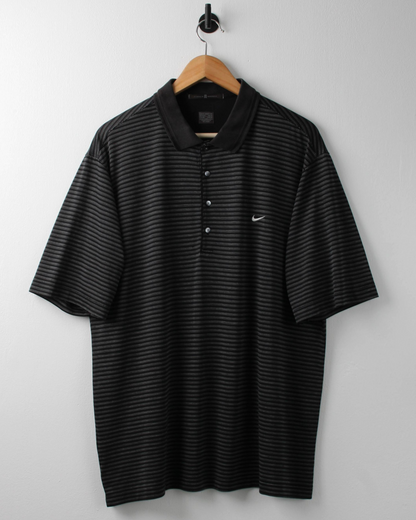 00s Nike Tiger Woods Black & White Striped Polo (L)