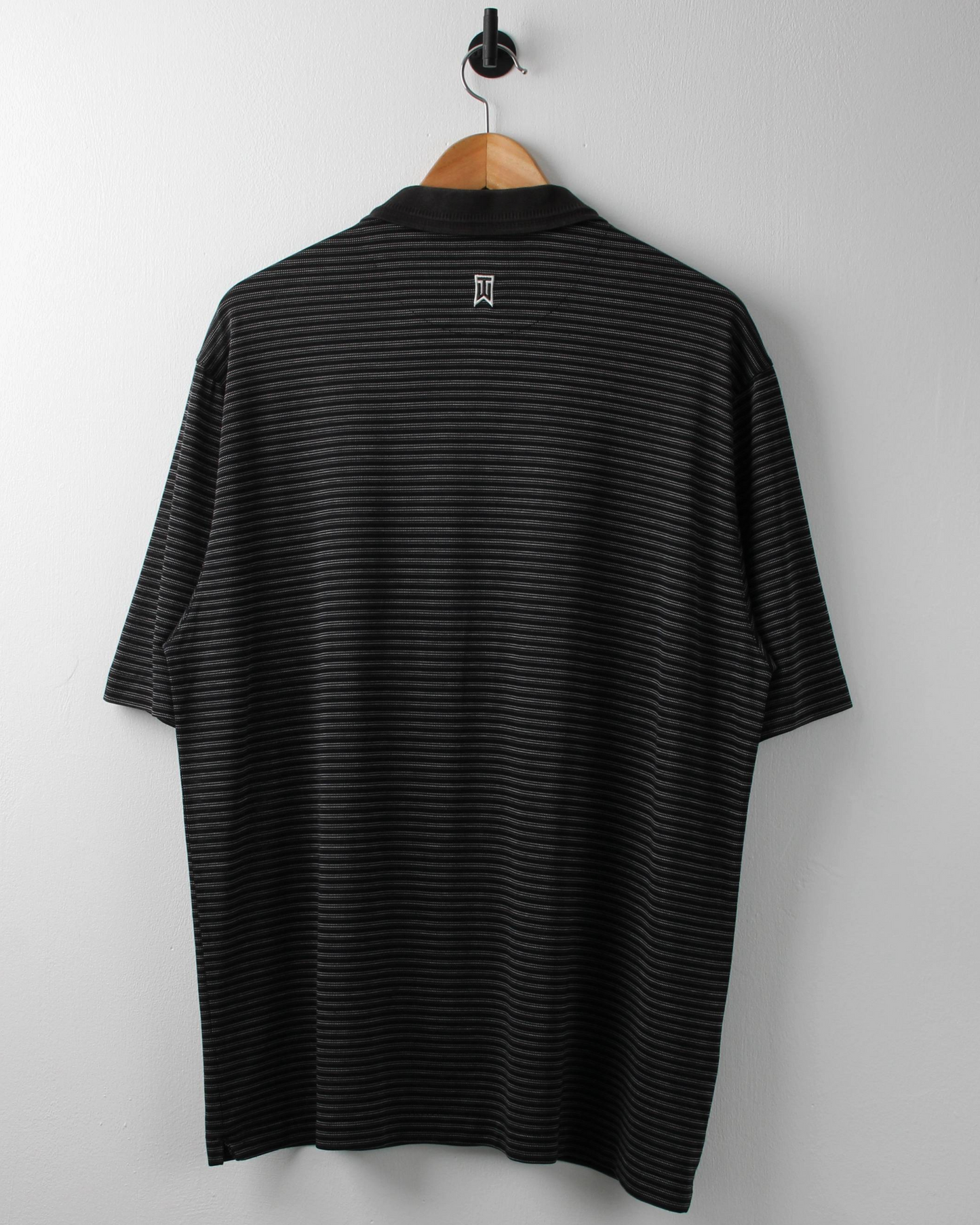 00s Nike Tiger Woods Black & White Striped Polo (L)