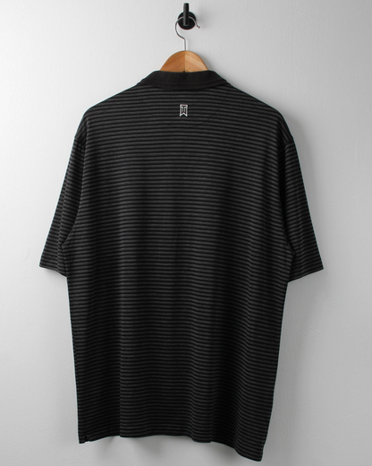 00s Nike Tiger Woods Black & White Striped Polo (L)