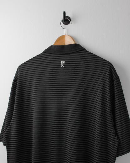00s Nike Tiger Woods Black & White Striped Polo (L)