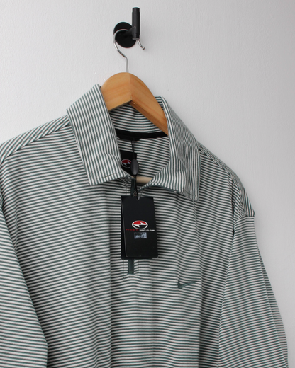 90s Nike Tiger Woods Yin Yang Green & White Striped Polo with Tags (M)