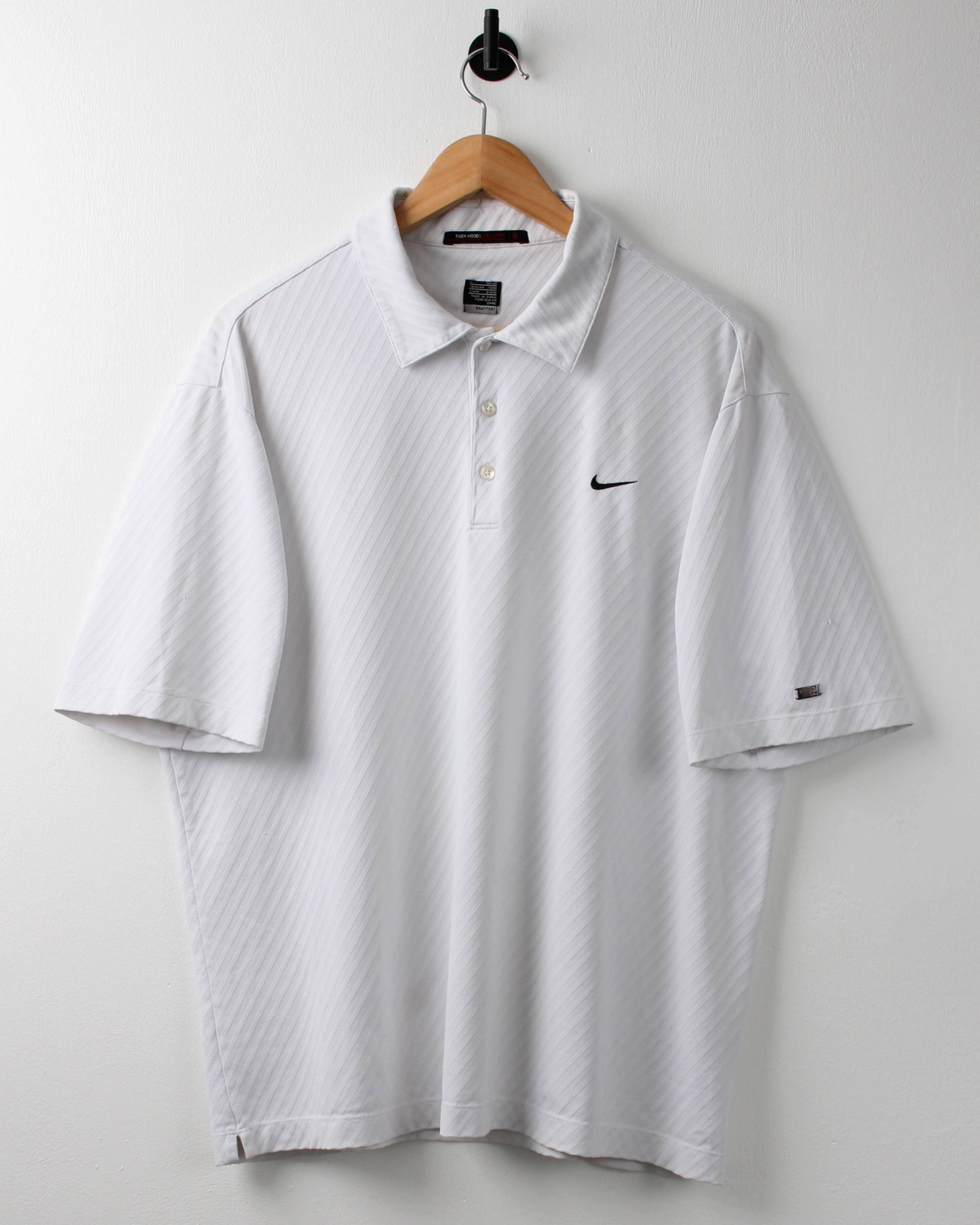 00s Nike Tiger Woods White Textured Polo (L)