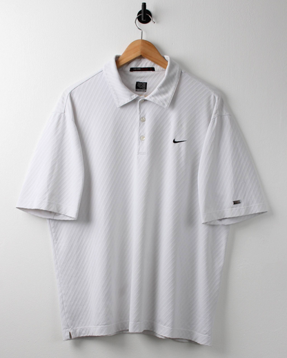 00s Nike Tiger Woods White Textured Polo (L)