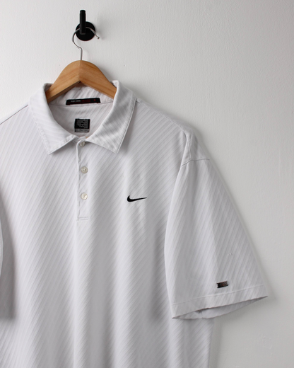 00s Nike Tiger Woods White Textured Polo (L)