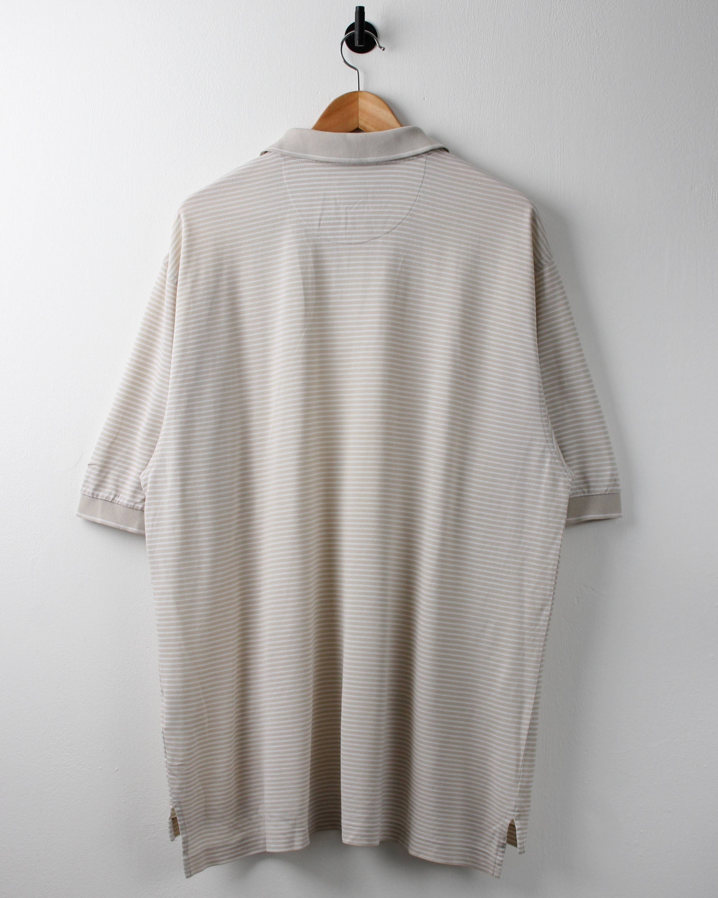 90s Nike Cream & White Striped Polo (XL)