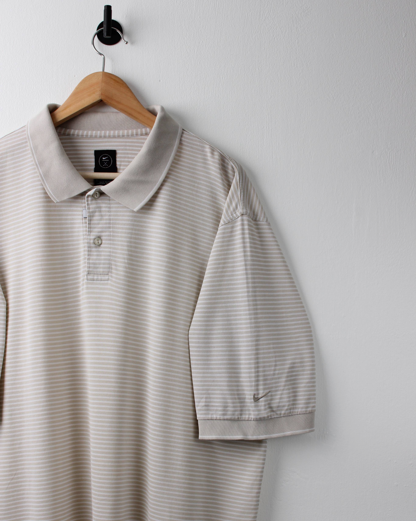 90s Nike Cream & White Striped Polo (XL)