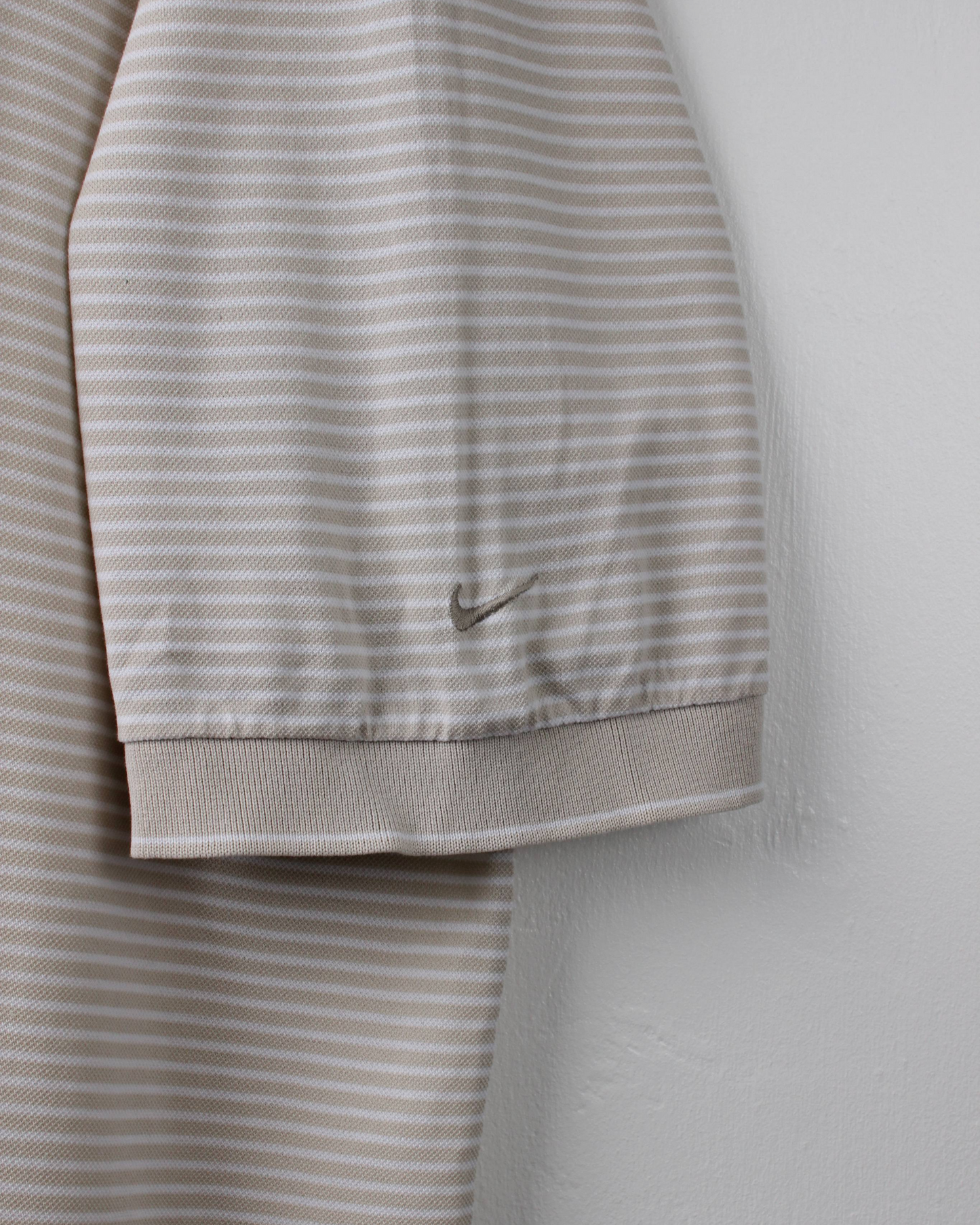 90s Nike Cream & White Striped Polo (XL)
