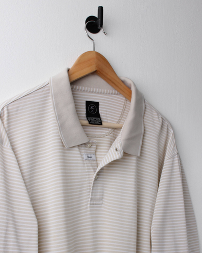 90s Nike Cream & White Striped Polo (XL)