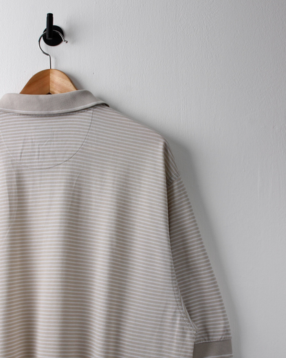 90s Nike Cream & White Striped Polo (XL)