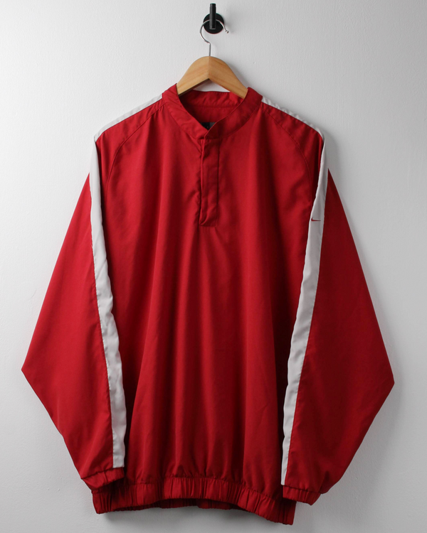00s Nike Red & White Lightweight Quarterzip Windbreaker (L)