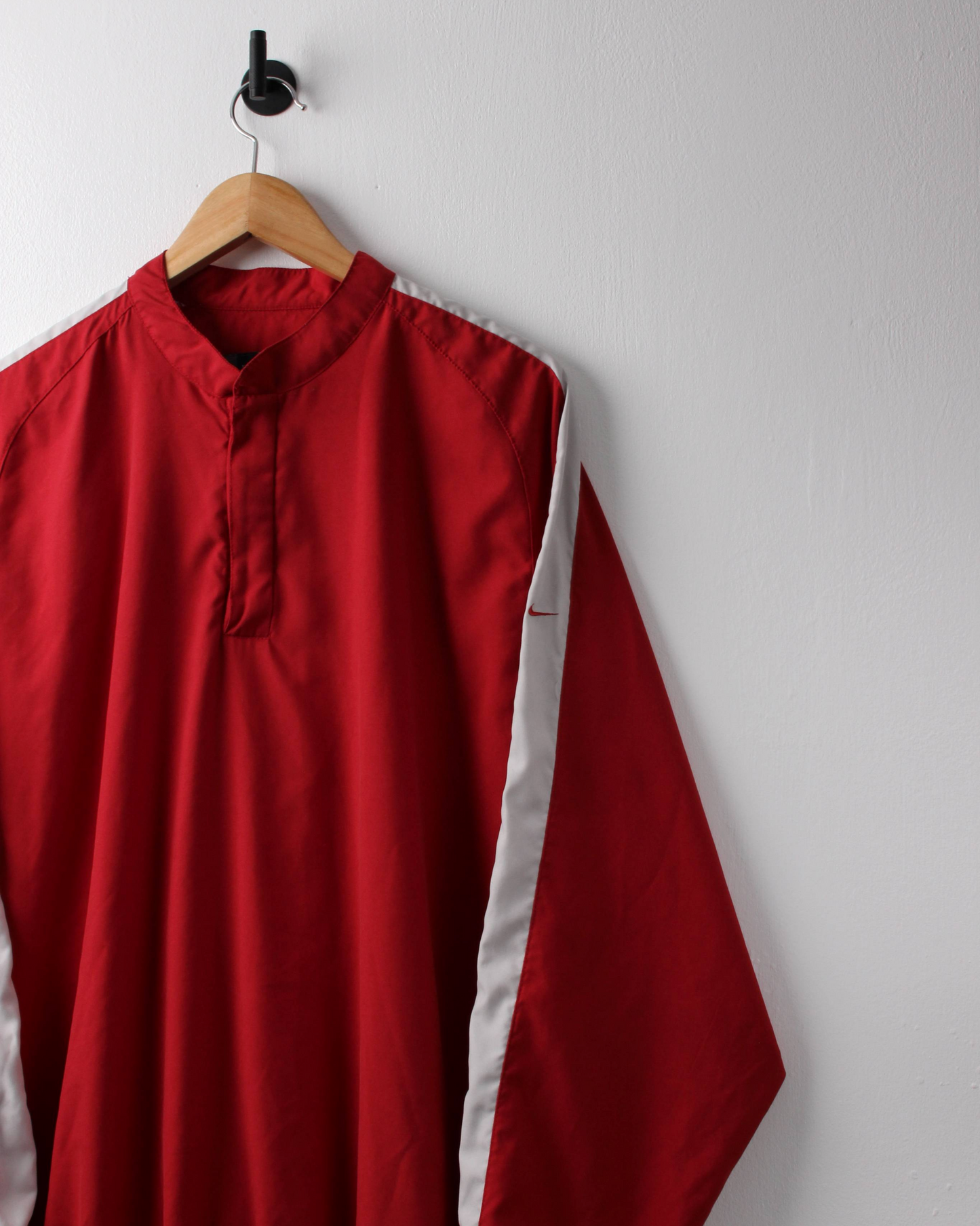 00s Nike Red & White Lightweight Quarterzip Windbreaker (L)