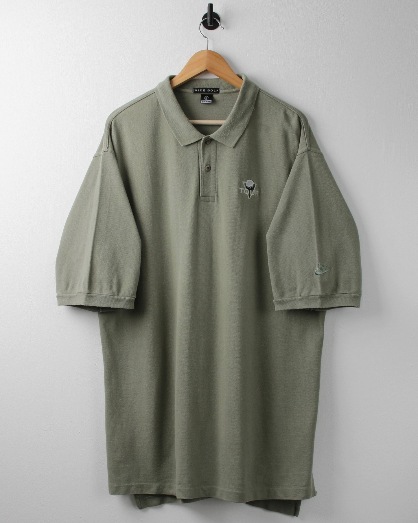 90s Nike Tour Khaki Green Polo (XXL)