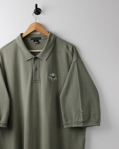 90s Nike Tour Khaki Green Polo (XXL)
