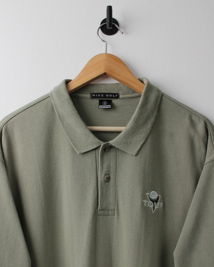 90s Nike Tour Khaki Green Polo (XXL)