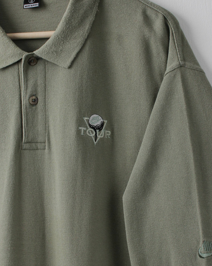 90s Nike Tour Khaki Green Polo (XXL)
