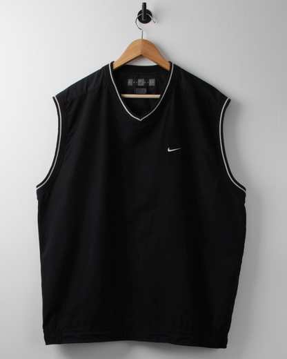 00s Nike Black Windbreaker Golf Vest (L)