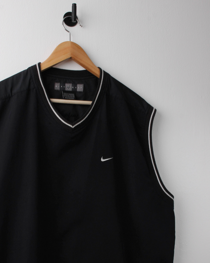 00s Nike Black Windbreaker Golf Vest (L)