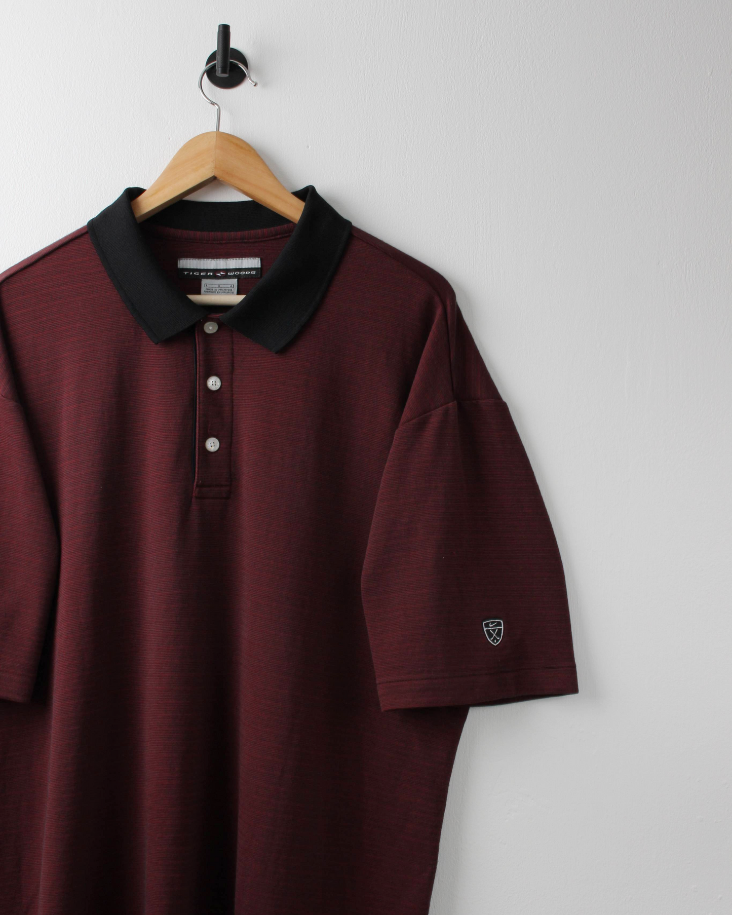 90s Nike Tiger Woods Burgundy & Black Polo (L)