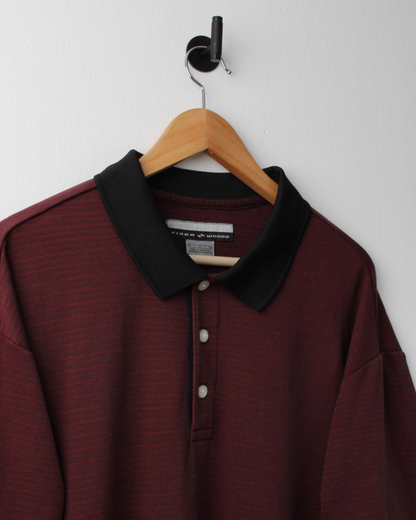 90s Nike Tiger Woods Burgundy & Black Polo (L)