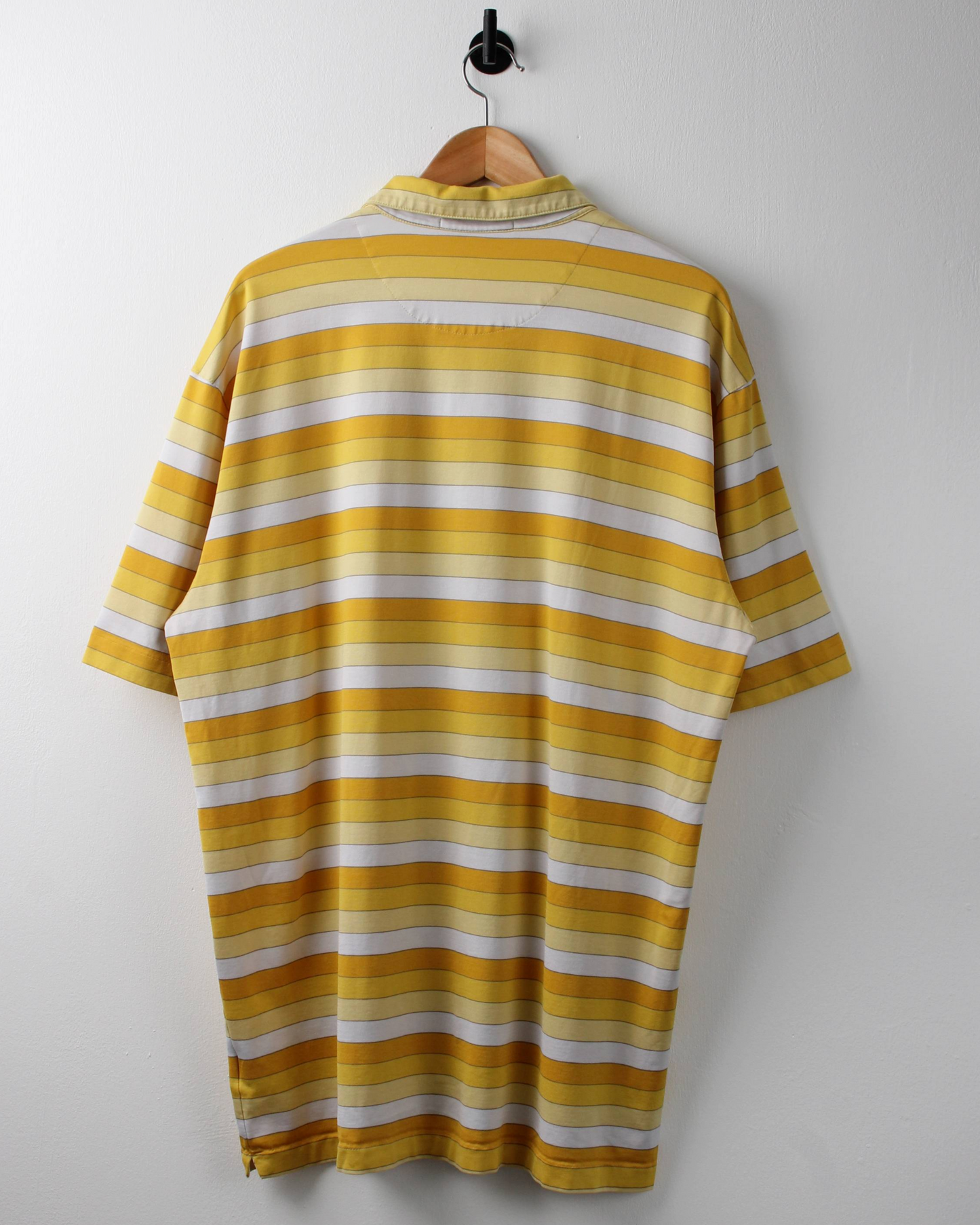 00s Nike Tiger Woods Yellow & White Block Striped Polo (XXL)