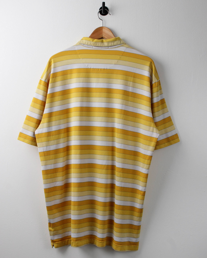 00s Nike Tiger Woods Yellow & White Block Striped Polo (XXL)