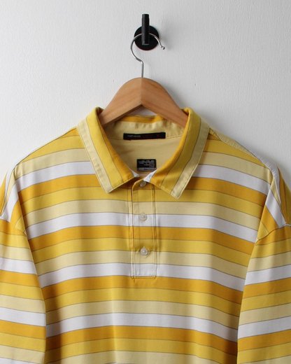 00s Nike Tiger Woods Yellow & White Block Striped Polo (XXL)